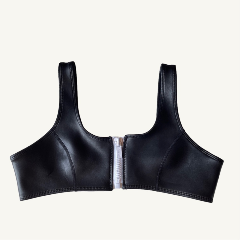 Hoaka Swimwear Zipper Front Black and White Bikini Top Size Medium